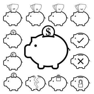 Piggy Bank money icon , banking finance and saving