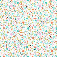 Seamless colorful dots backgound.  Pastel color ball vector pattern.