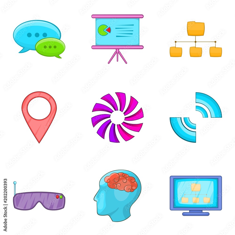 Poster internet host icons set. cartoon set of 9 internet host vector icons for web isolated on white backg