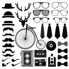 Obraz premium Hipster style set 2 . Vector illustration