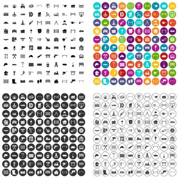 100 fence icons set vector in 4 variant for any web design isolated on white