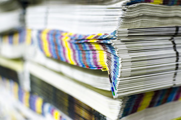 Printed Magazines with Cmyk color bar guide. Printing Plant Magazine Production
