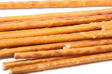 Salty sticks bread snack isolated on the white