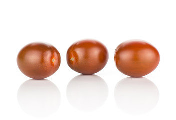 Fototapeta na wymiar Black red grape cherry tomatoes isolated on white background set of three.