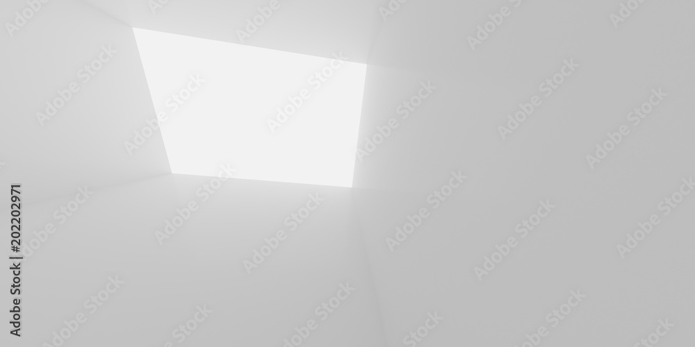 Aufkleber looking up to the sky light,abstract futuristic of white space,3d rendering