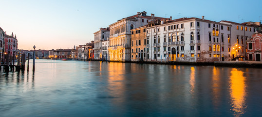 Naklejka na ściany i meble Grand canal view in Venice, Italy at blue hour before sunrise