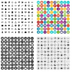 100 financial resources icons set vector in 4 variant for any web design isolated on white
