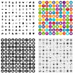 100 fit body icons set vector in 4 variant for any web design isolated on white