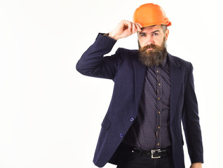 Builder in suit and helmet