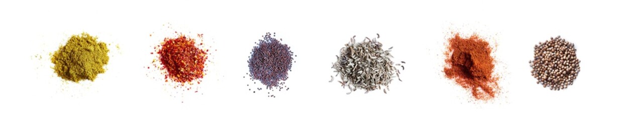 Set of different spices. Isolated on white background