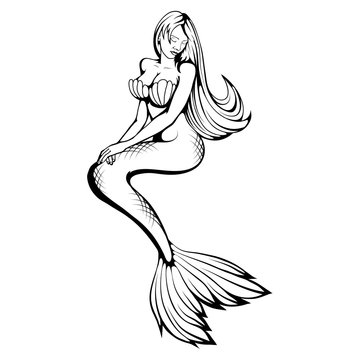 Mermaid. Hand drawn mermaid. Fantasy world. Vector graphics to design.