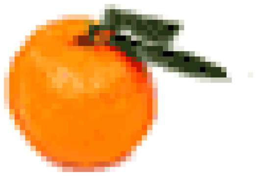 Pixel art: a whole ripe tasty orange fruit.
