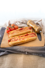 Home made Grilled Hot Dog with cheese, ketchup