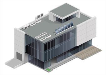 Isometry of a shopping Mall, train station or public building. Urban infrastructure. Blank for volumetric schemes