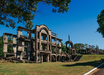 Historic Pacific war Army barracks ruins Corregidor Island, Manila, Philippines