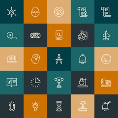 Modern Simple Set of science, time, education Vector outline Icons. Contains such Icons as  science,  planet,  skill, innovation and more on vintage colors background. Fully Editable. Pixel Perfect.