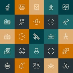 Modern Simple Set of science, time, education Vector outline Icons. Contains such Icons as  medical, science,  watch,  teamwork and more on vintage colors background. Fully Editable. Pixel Perfect.