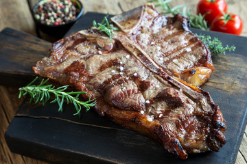Medium rare Grilled T-Bone Steak
