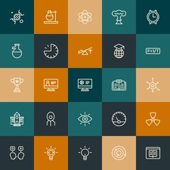 Modern Simple Set of science, time, education Vector outline Icons. Contains such Icons as  business,  hazard,  innovation,  think and more on vintage colors background. Fully Editable. Pixel Perfect.