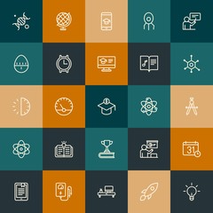 Modern Simple Set of science, time, education Vector outline Icons. Contains such Icons as measurement,  biology,  education,  new and more on vintage colors background. Fully Editable. Pixel Perfect.