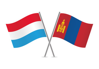 Luxembourg and Mongolia flags. Vector illustration.