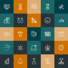 Modern Simple Set of science, time, education Vector outline Icons. Contains such Icons as  laptop,  study,  home, science,  skill and more on vintage colors background. Fully Editable. Pixel Perfect.