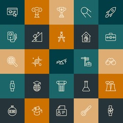 Modern Simple Set of science, time, education Vector outline Icons. Contains such Icons as  science,  education,  study,  biology and more on vintage colors background. Fully Editable. Pixel Perfect.
