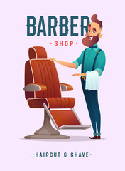 Barbershop service concept cartoon characters. Vector illustration