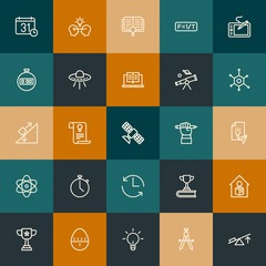 Modern Simple Set of science, time, education Vector outline Icons. Contains such Icons as  young,  clock,  exchange, timer,  home and more on vintage colors background. Fully Editable. Pixel Perfect.