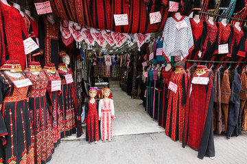 Fototapeta premium Beaded dress, traditional dress for sale in Amman, Jordan.