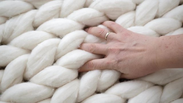 Enjoying warm and soft super chunky yarn blanket