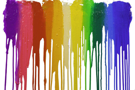 Rainbow Colors Of Paint Dripping With Clipping Path