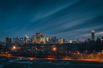 Epic Futuristic Modern City Skyline at night in Toronto