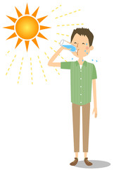 若い男性　水分補給