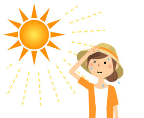 若い女性　熱中症対策