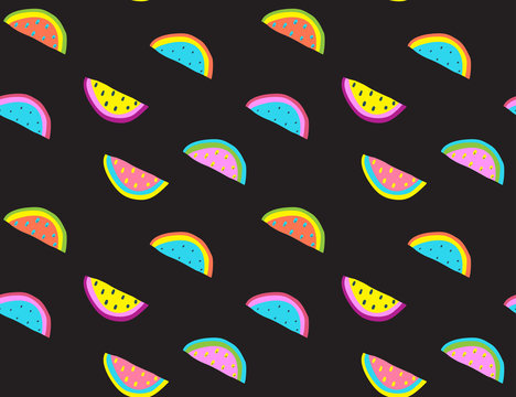 Trendy abstract watermelon fruit print for texture, interior decoration. Vector illustration.