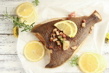 Scholle Maischolle Mai Fisch Overhead Tisch