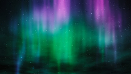 illustration of the northern lights aurora in the sky - obrazy, fototapety, plakaty