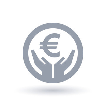 Euro currency hands icon - European money success symbol