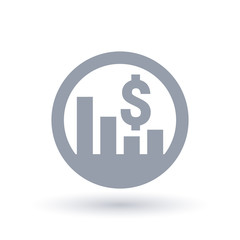 Dollar stock market icon - American currency exchange rate sign