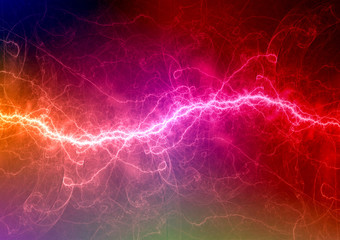 Colorful plasma, abstract electrical lightning