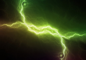 Green power, plasma abstract lightning