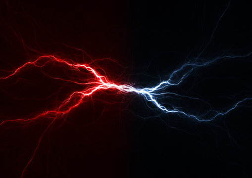 Fire and ice plasma lightning swirl, abstract electrical background