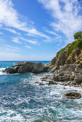 Beautiful panoramic view over beach of Elba island in Italy.