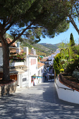 Street in Mijas Pueblo white village in Spain