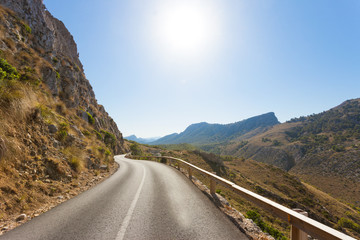 Cala Figuera de Formentor, Mallorca - Illuminated road across the mountains of Formentor