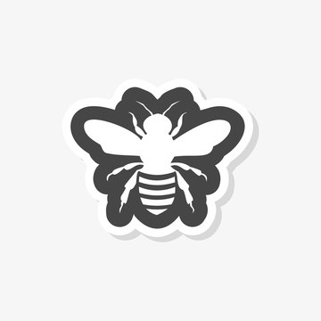 Bee Silhouette sticker, simple vector icon