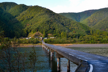 日本 四国 高知県 四万十川 沈下橋 Japan Shikoku Tochi Shimanto River Low - water crossing bridge