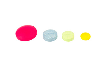 pill color red blue green yellow isolated on white background