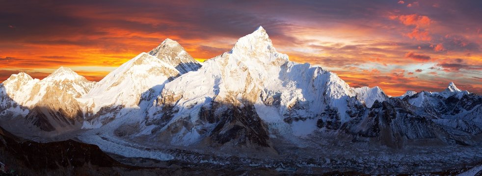 Fototapeta Mount Everest zachód słońca panoramiczny widok